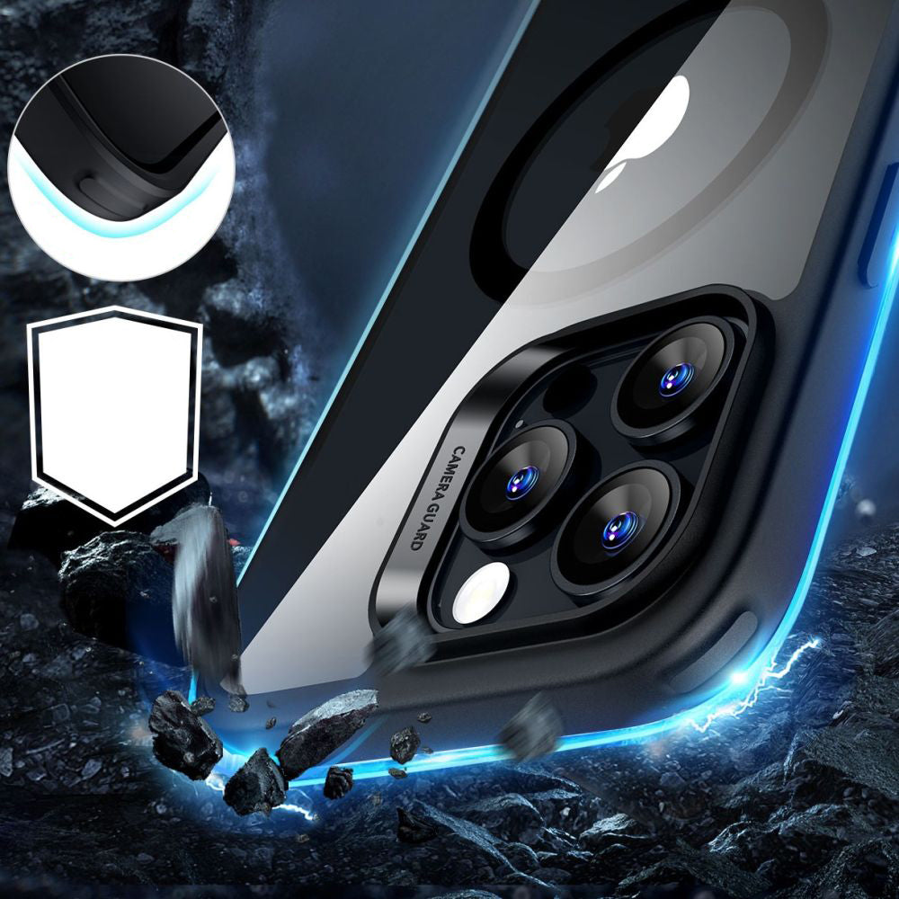 Handyhülle + Gehärtetes Glas für Bildschirm für iPhone 16 Pro Max mit MagSafe, ESR Classic Hybrid HaloLock, Transparent-Schwarz