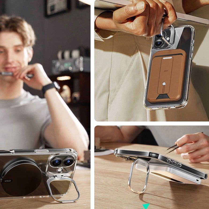 Handyhülle + Gehärtetes Glas für Bildschirm für iPhone 16, mit MagSafe, ESR Classic Hybrid Kickstand HaloLock, Transparent