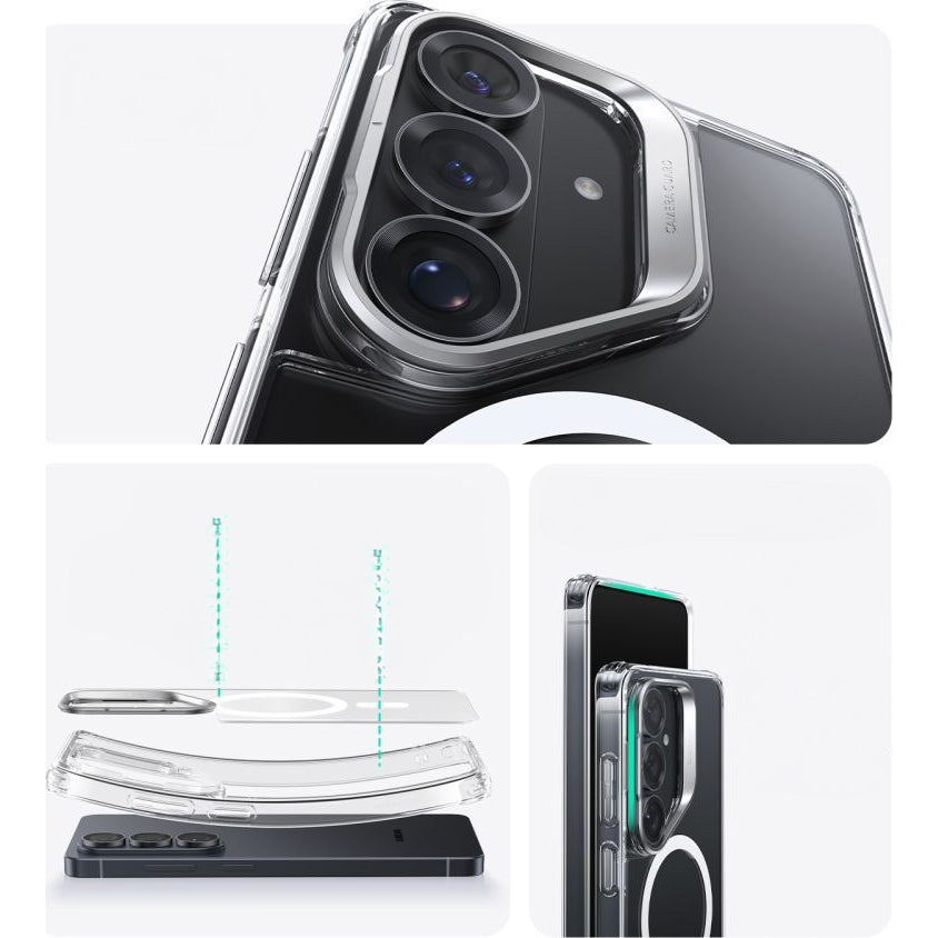 Handyhülle für Galaxy S26, ESR Classic Hybrid Kickstand mit MagSafe, Transparent und Silbern