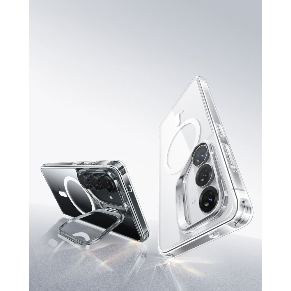 Handyhülle für Galaxy S26, ESR Classic Hybrid Kickstand mit MagSafe, Transparent und Silbern