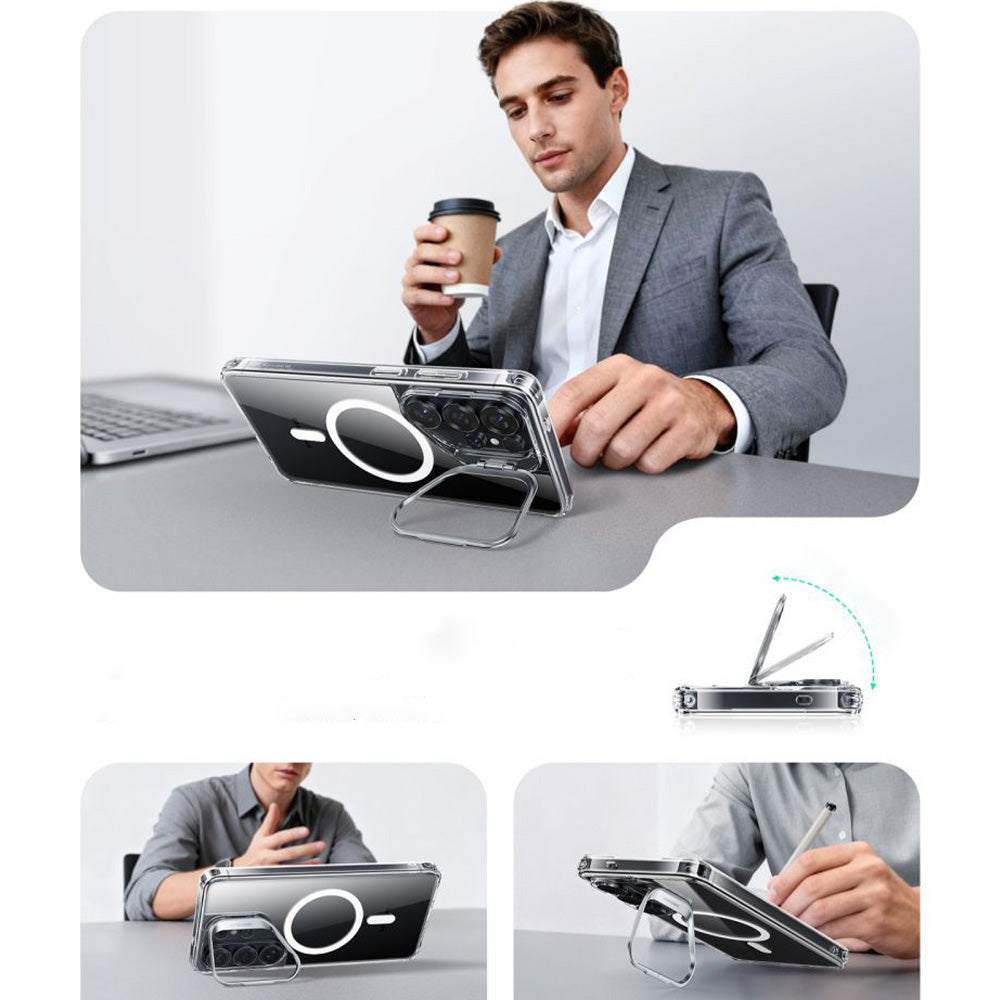 Handyhülle für Galaxy S26 Ultra, ESR Classic Hybrid Kickstand mit MagSafe, Transparent und Silbern