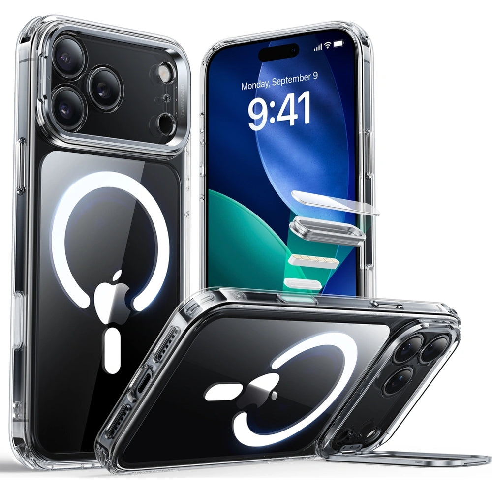 Handyhülle für iPhone 17 Pro, ESR Classic Hybrid Kickstand mit MagSafe, Transparent