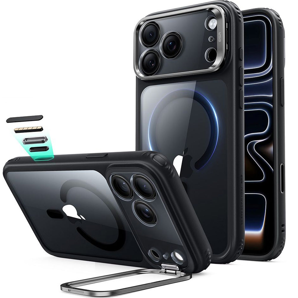 Handyhülle für iPhone 18 Pro Max / 17 Pro Max, ESR Classic Hybrid Kickstand mit MagSafe, Transparent-Schwarz (1/6)