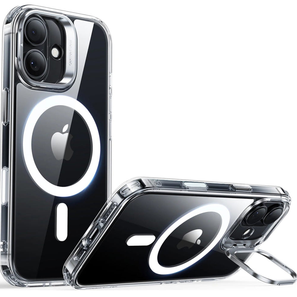 Handyhülle für iPhone 17, ESR Classic Hybrid Kickstand mit MagSafe, Transparent-Weiß