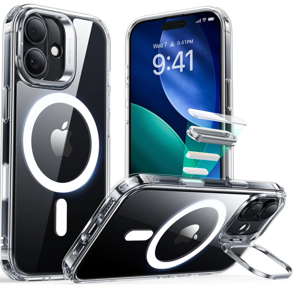 Handyhülle für iPhone 17, ESR Classic Hybrid Kickstand mit MagSafe, Transparent-Weiß