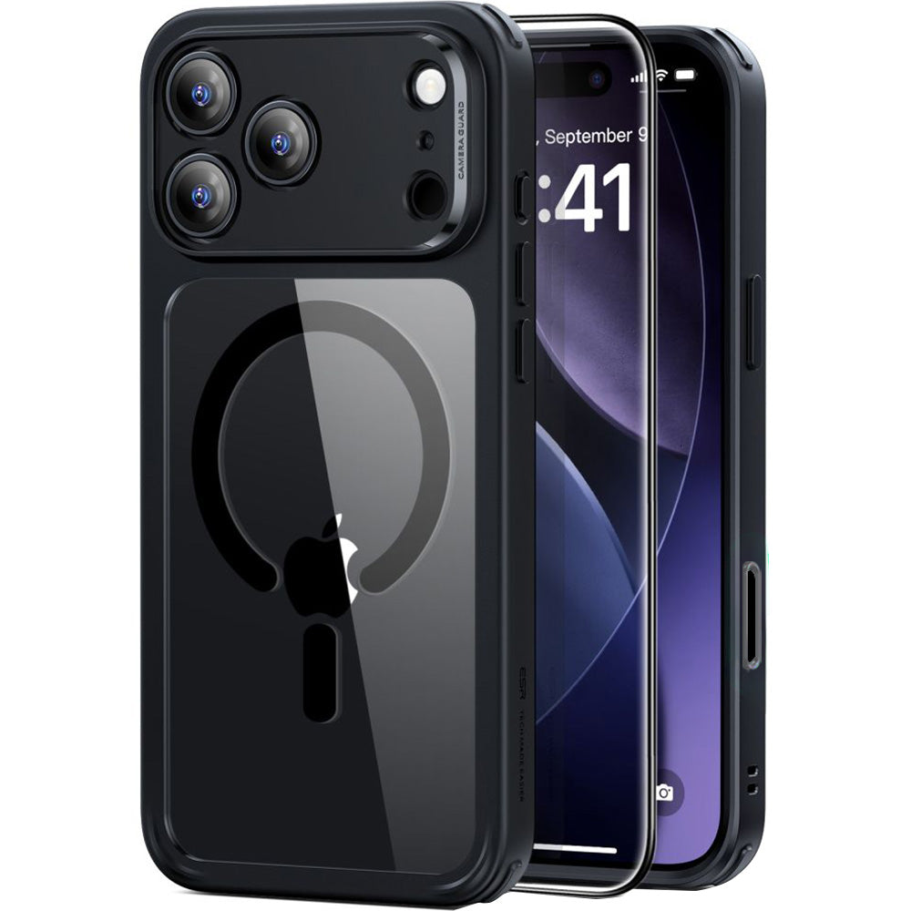 Set Handyhülle, Glas für iPhone 17 Pro Max, ESR Classic Hybrid mit MagSafe & Tempered Glass, Schwarz und Transparent