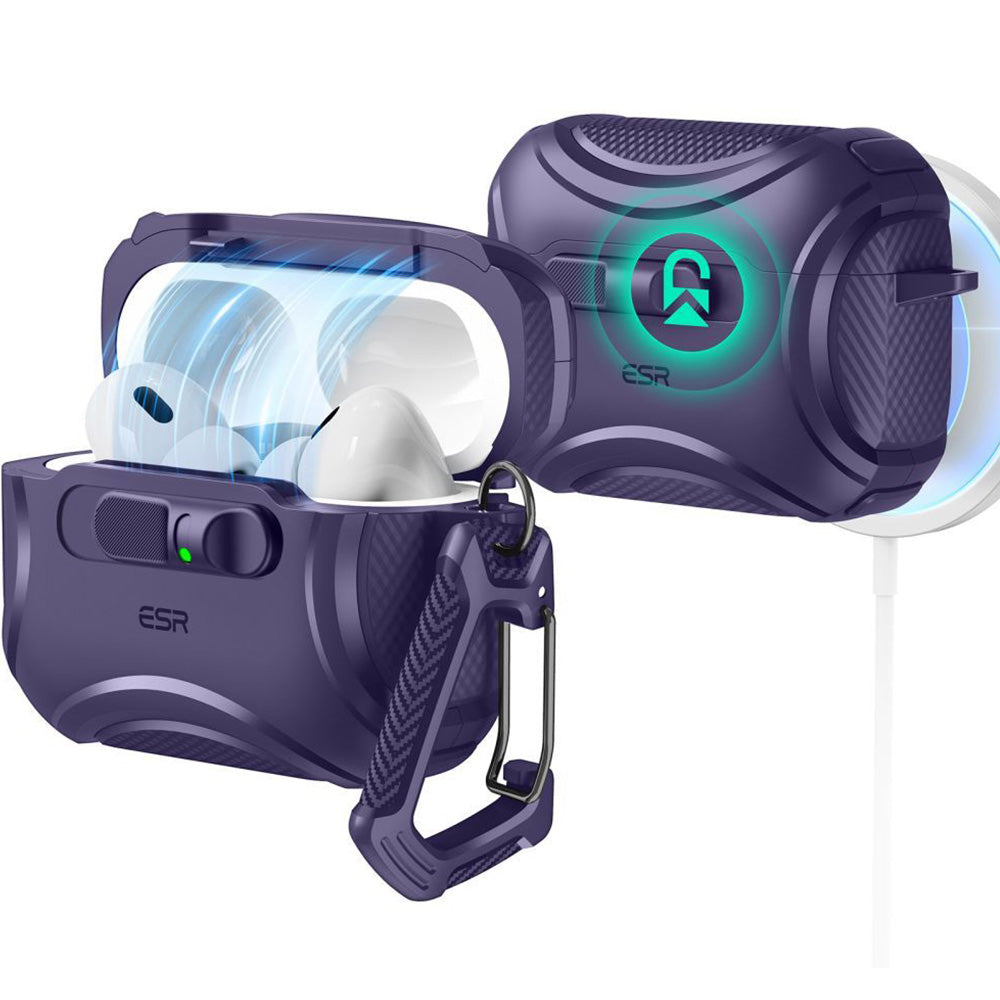 Schutzhülle für AirPods Pro 3, ESR Cyber FlickLock Halolock mit MagSafe, Dunkelviolett
