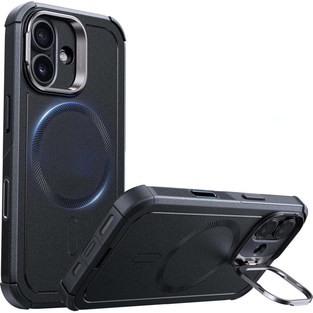 Handyhülle für iPhone 17, ESR Cyber Tough Case Kickstand mit MagSafe, Robust, Schwarz