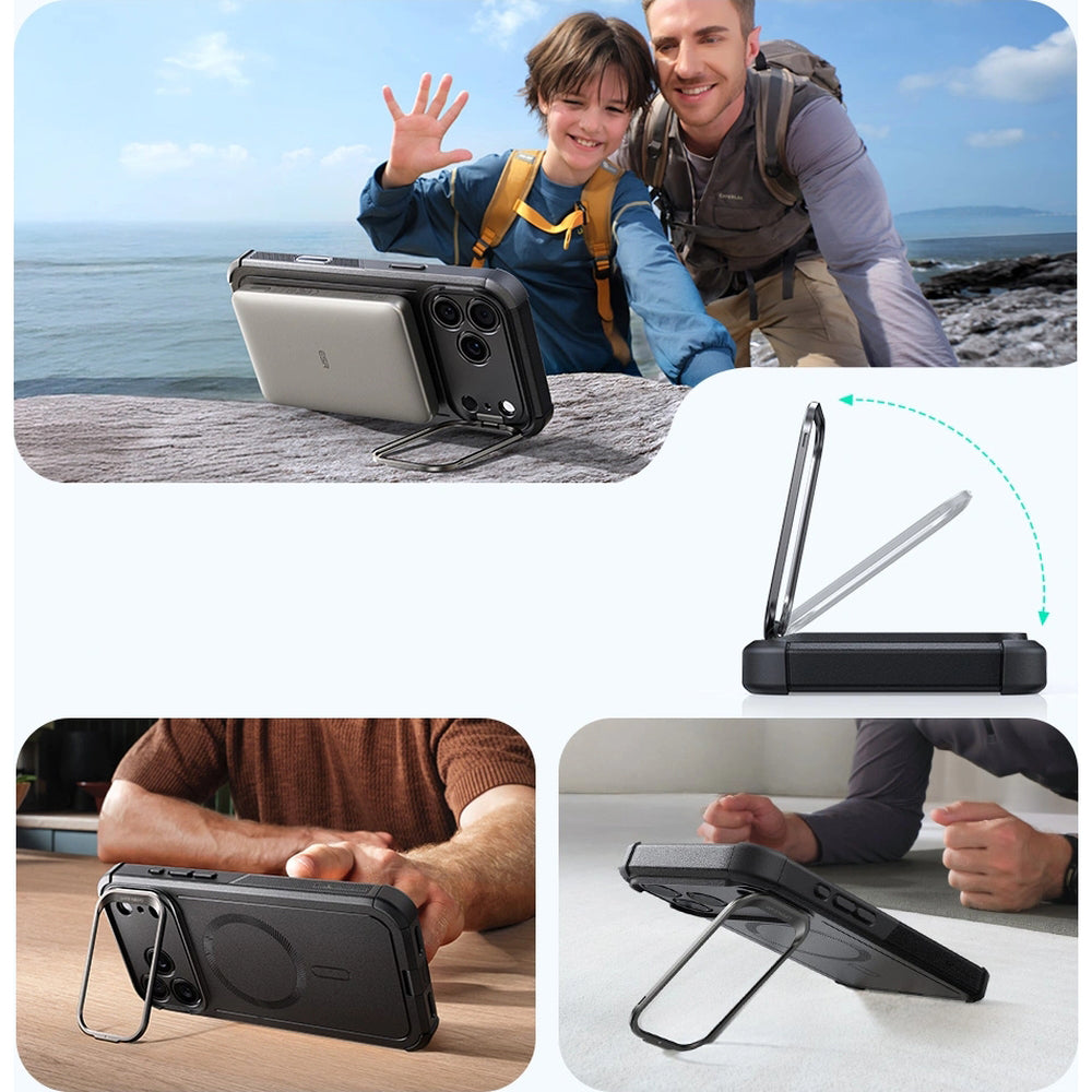 Handyhülle für iPhone 17 Pro, ESR Cyber Tough Case Kickstand mit MagSafe, Schwarz