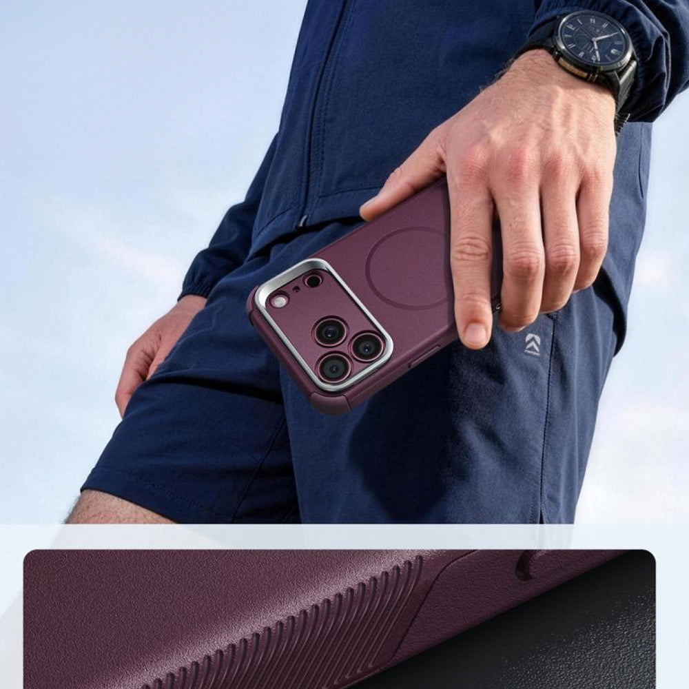 Handyhülle für iPhone 18 Pro / 17 Pro, ESR Cyber Tough Case Kickstand mit MagSafe, Burgunderrot (6/7)