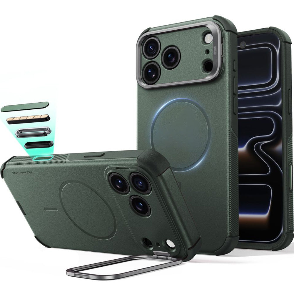 Handyhülle für iPhone 18 Pro / 17 Pro, ESR Cyber Tough Case Kickstand mit MagSafe, Dunkelgrün (1/7)