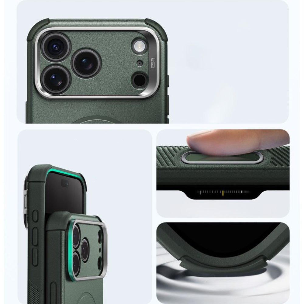 Handyhülle für iPhone 18 Pro / 17 Pro, ESR Cyber Tough Case Kickstand mit MagSafe, Dunkelgrün (5/7)