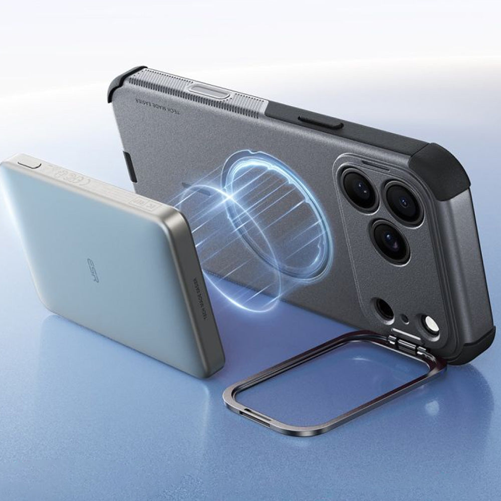 Handyhülle für iPhone 18 Pro / 17 Pro, ESR Cyber Tough Case Kickstand mit MagSafe, Grau (7/7)