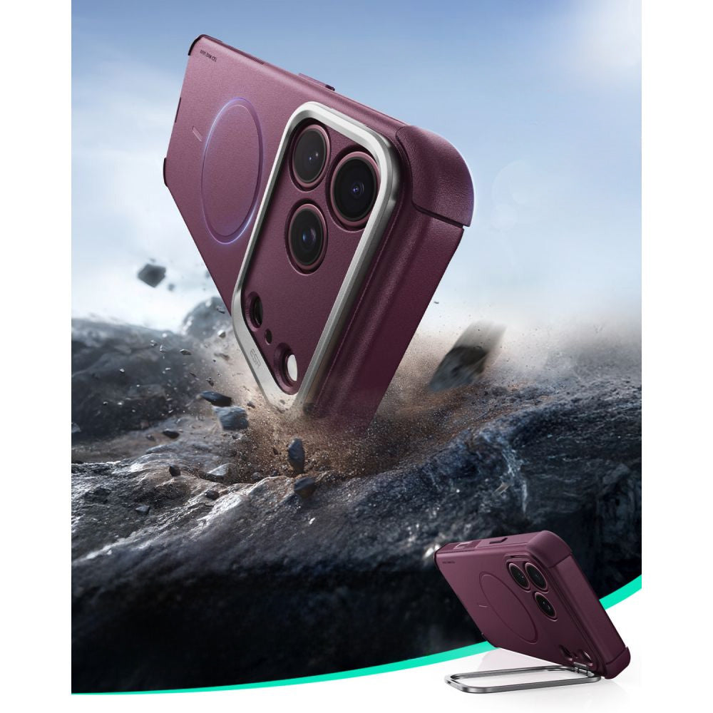 Handyhülle für iPhone 18 Pro Max / 17 Pro Max, ESR Cyber Tough Case Kickstand mit MagSafe, Burgunderrot (3/8)
