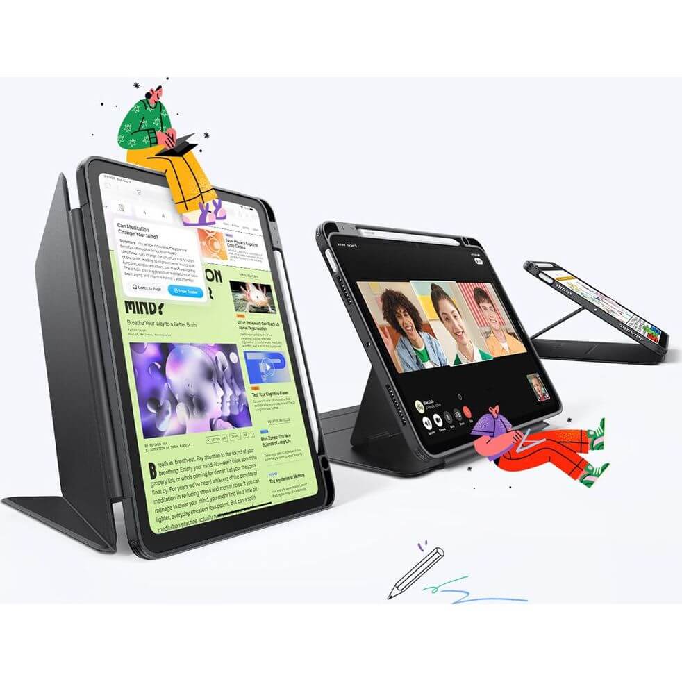 Schutzhülle mit Klappe für iPad Air 11" / 10.9" 2020-2026, ESR Flip Hybrid, Schwarz