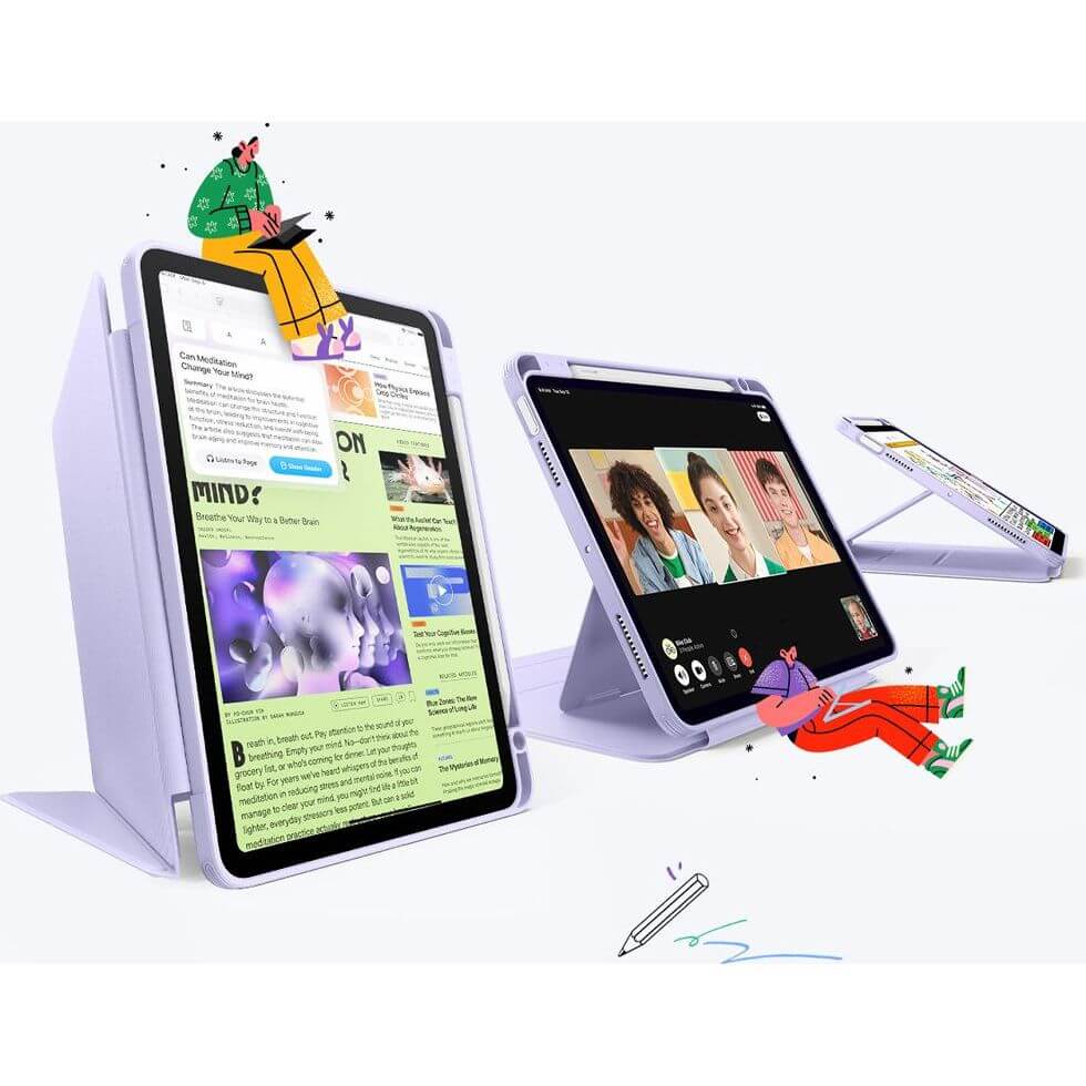 Schutzhülle mit Klappe für iPad Air 11" / 10.9" 2020-2026, ESR Flip Hybrid, Violett