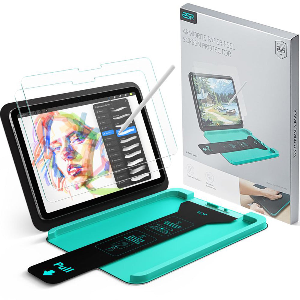 Gehärtetes Glas mit Positionierungsrahmen für iPad 11 / 10 gen. 2025 / 2022, 2 Stück, Matt