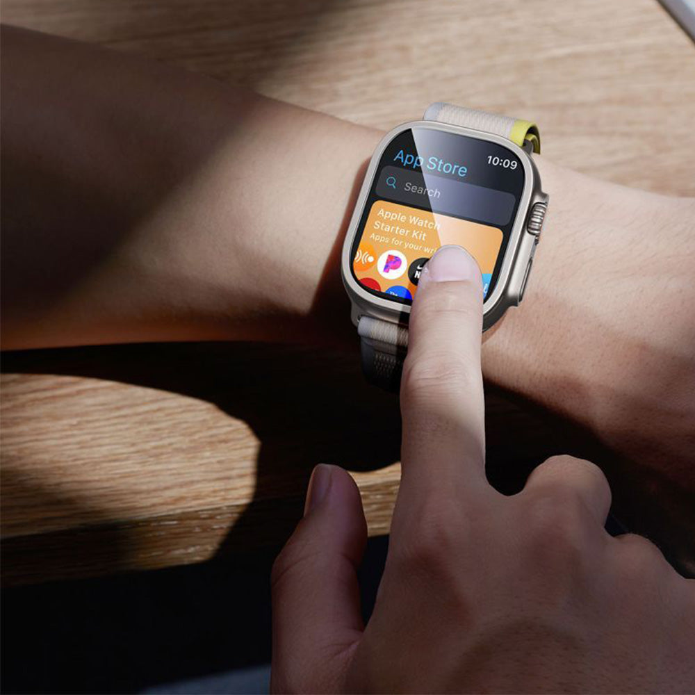 Gehärtetes Glas für Apple Watch Ultra 4/3/2/1 49 mm, ESR Screen Protector Armorite, 2 Stück, Titan