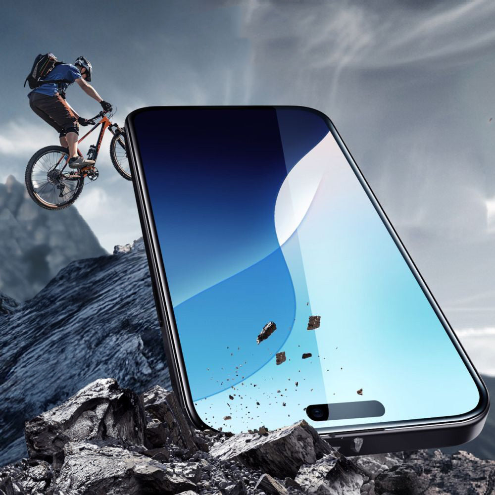 Gehärtetes Bildschirmglas mit Applikator für iPhone 16, ESR Armorite, Schwarzen Rahmen