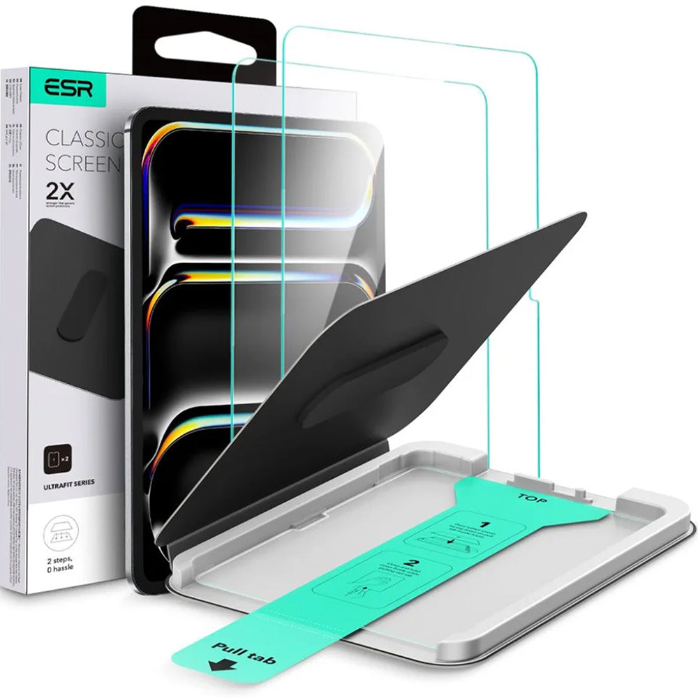 Gehärtetes Glas mit Positionierrahmen für Apple iPad Pro 13 M4 2024 / M5 2025, ESR UltraFit Classic Screen Protector, 2 Stück (1/7)