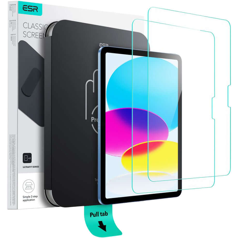 Gehärtetes Glas mit Positionierrahmen für iPad 11 / 10 gen. 2025 / 2022, ESR UltraFit Tempered Glass, 2 Stück