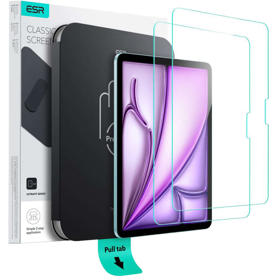 Gehärtetes Glas mit Positionierrahmen für iPad Air 11" M4/M3/M2, ESR UltraFit Tempered Glass, 2 Stück
