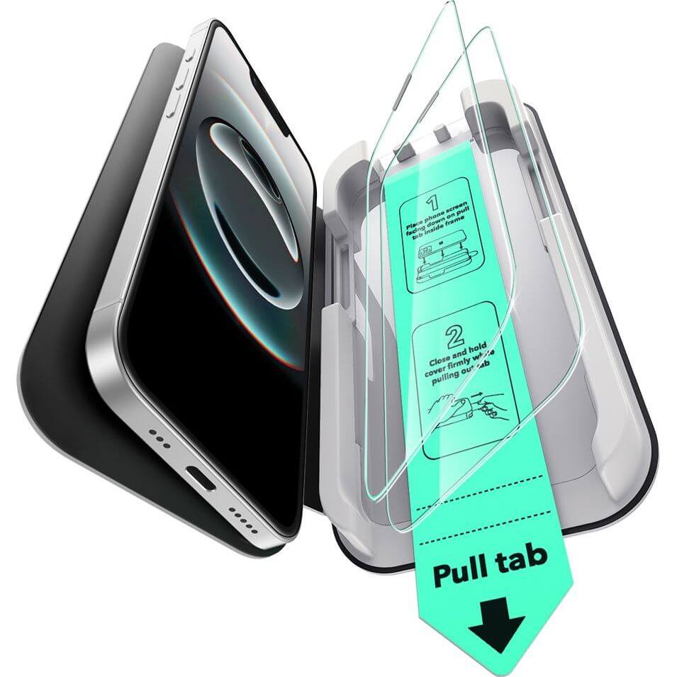 Gehärtetes Glas mit Positionierungsrahmen für iPhone 17e / 16e / 14 / 13 Pro / 13, ESR UltraFit Tempered Glass, 2 Stück