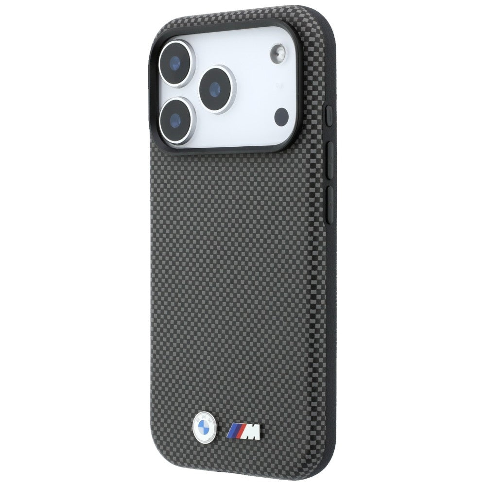Handyhülle für iPhone 18 Pro / 17 Pro, BMW M Quadrille Kevlar Metal Logo mit MagSafe, Grau (2/8)
