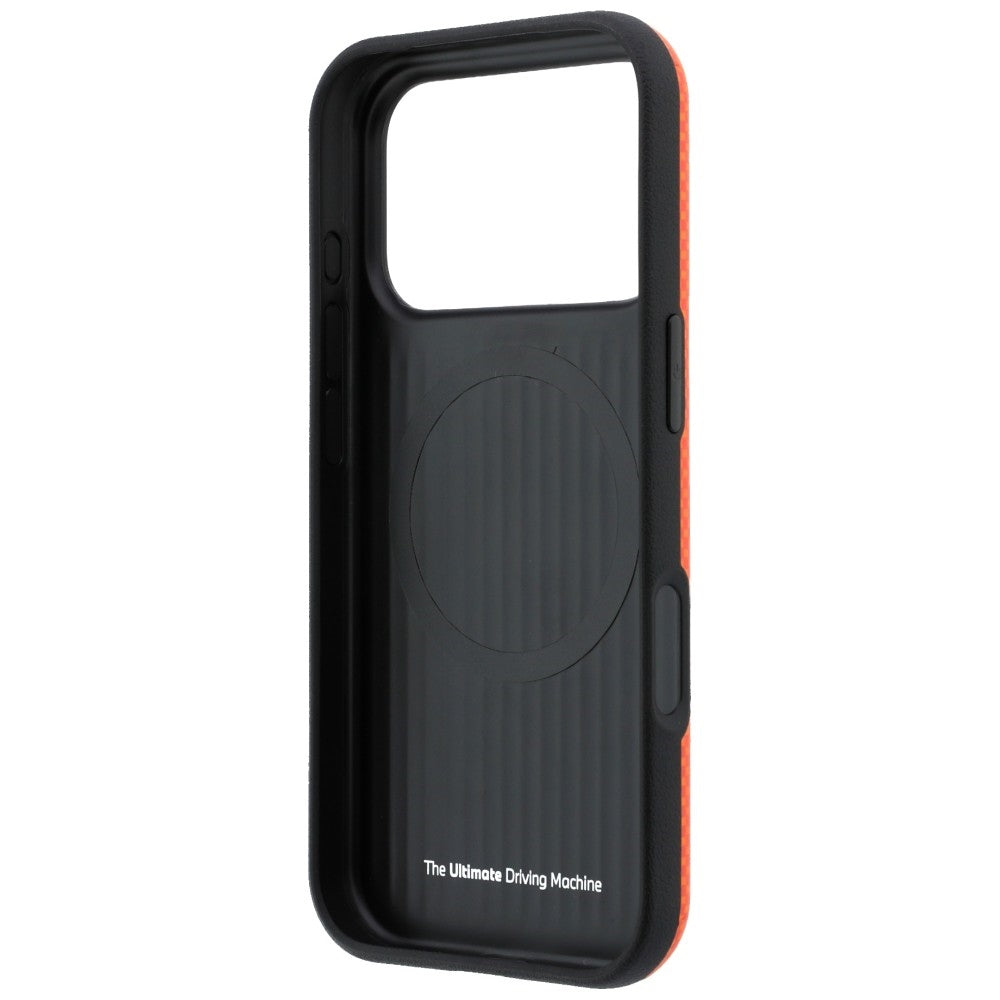 Handyhülle für iPhone 18 Pro Max / 17 Pro Max, BMW M Quadrille Kevlar Metal Logo mit MagSafe, Orange (7/8)