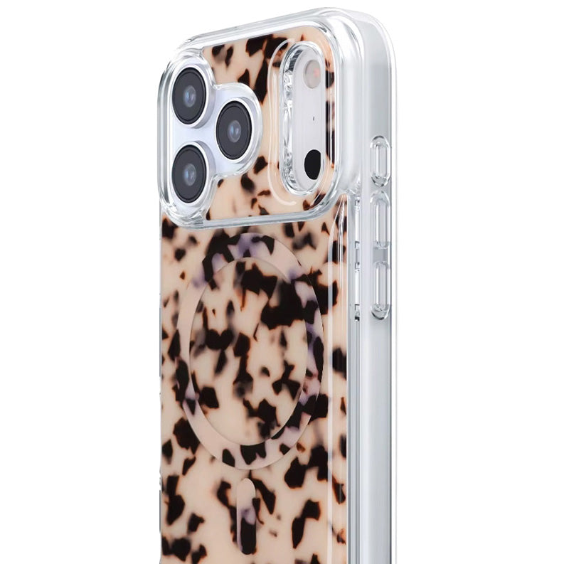 Handyhülle für iPhone 17, Crong Deluxe MAG MagSafe, Beige Panthermuster