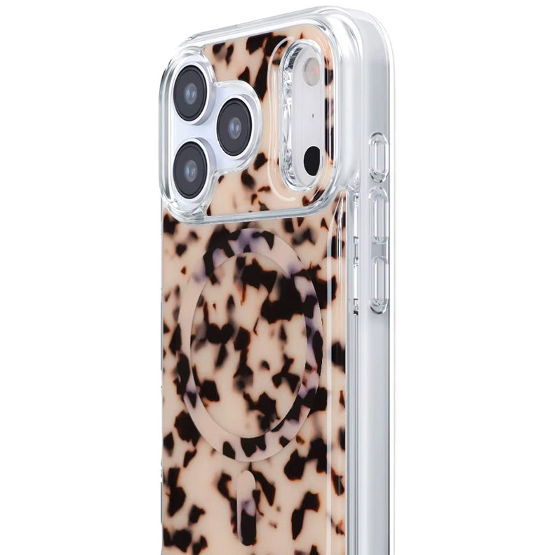 Handyhülle für iPhone 17 Pro Max, Crong Deluxe MAG MagSafe, Beige Panthermuster