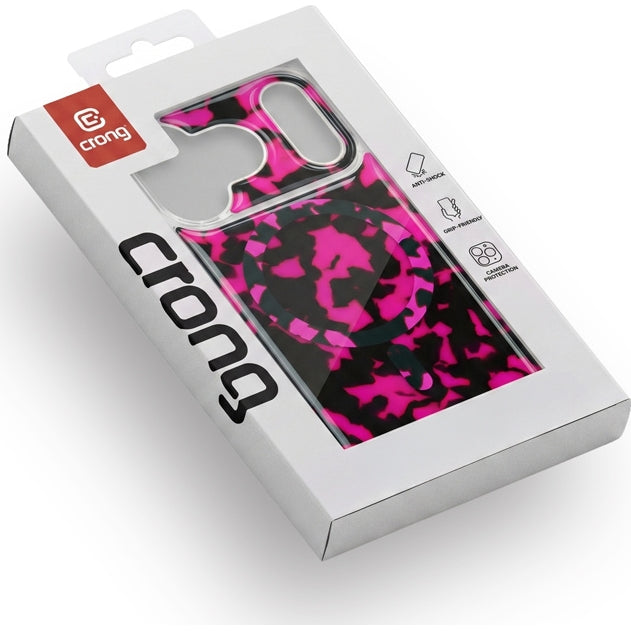 Handyhülle für iPhone 17, Crong Deluxe MAG MagSafe, Rosa Pantherin