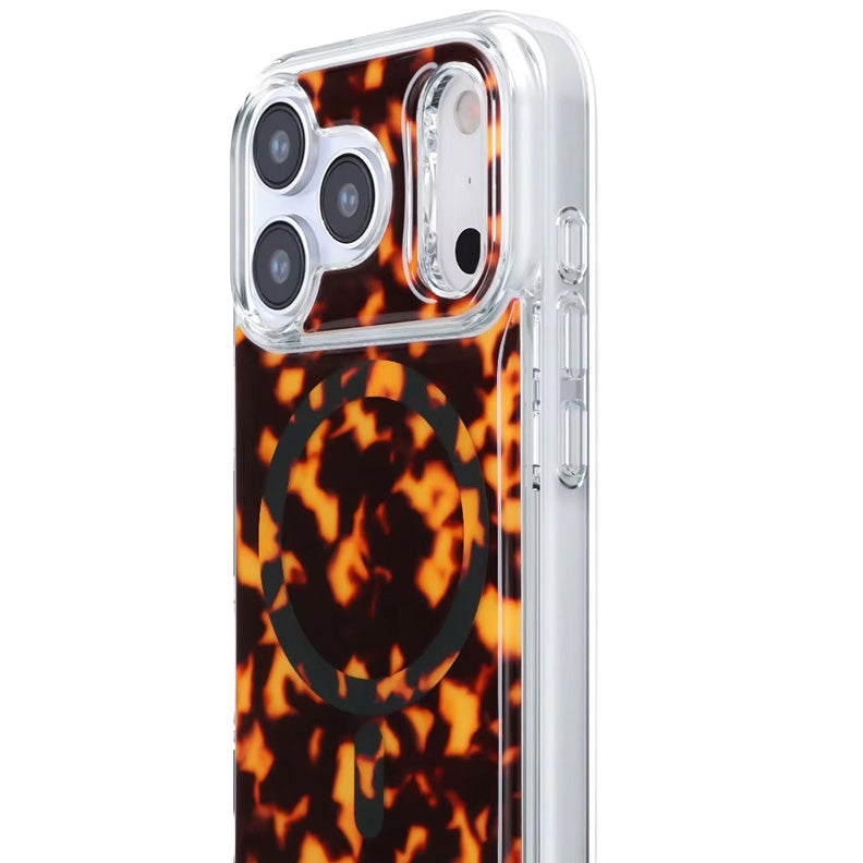 Handyhülle für iPhone 17, Crong Deluxe MAG MagSafe, Orangefarbener Panther