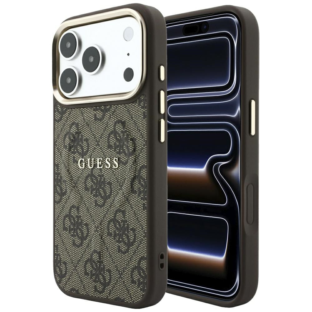 Handyhülle Guess Embossed 4G Classic für iPhone 18 Pro / 17 Pro mit MagSafe, Braun