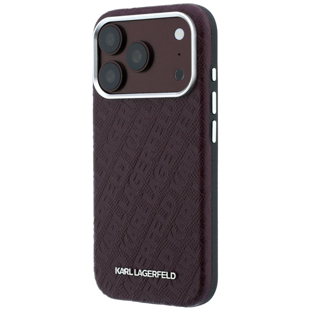 Handyhülle Karl Lagerfeld Grained Allover Logo Metal Elongated für iPhone 18 Pro / 17 Pro mit MagSafe
