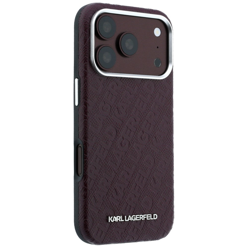 Handyhülle Karl Lagerfeld Grained Allover Logo Metal Elongated für iPhone 18 Pro / 17 Pro mit MagSafe