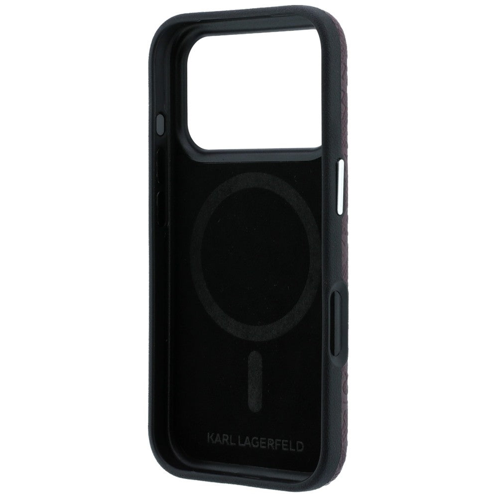 Handyhülle Karl Lagerfeld Grained Allover Logo Metal Elongated für iPhone 18 Pro / 17 Pro mit MagSafe