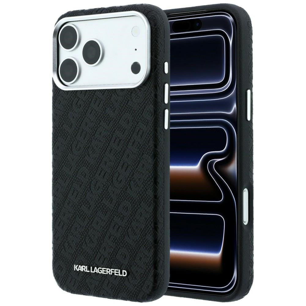 Handyhülle Karl Lagerfeld Grained Allover Logo Metal Elongated für iPhone 18 Pro Max / 17 Pro Max mit MagSafe