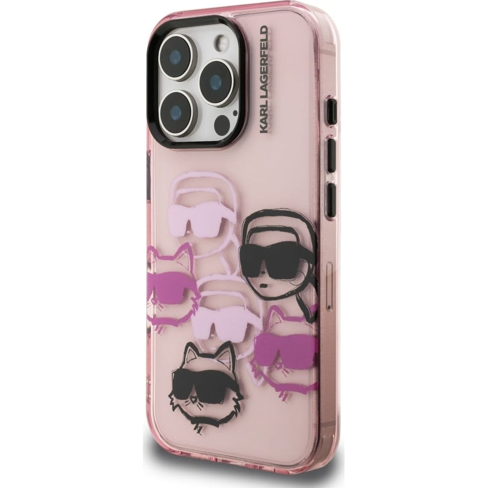 Handyhülle Karl Lagerfeld IML Multi K&C Head Pattern für iPhone 16 Pro, Rosa