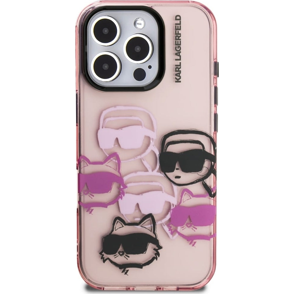 Handyhülle Karl Lagerfeld IML Multi K&C Head Pattern für iPhone 16 Pro, Rosa