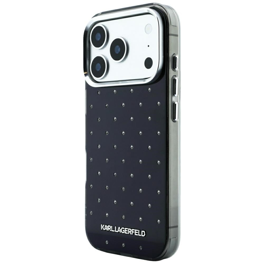Handyhülle Karl Lagerfeld IML Rhinestones Allover Electroplated Logo für iPhone 18 Pro / 17 Pro, Schwarz