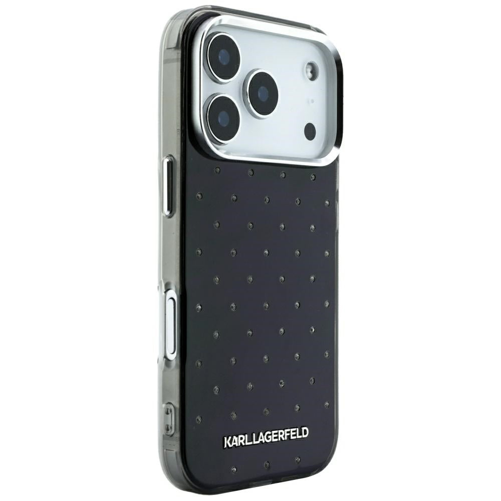 Handyhülle Karl Lagerfeld IML Rhinestones Allover Electroplated Logo für iPhone 18 Pro / 17 Pro, Schwarz