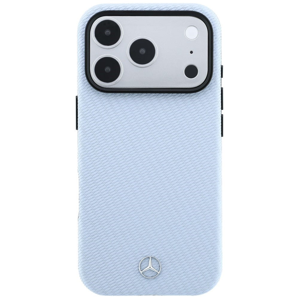 Handyhülle für iPhone 18 Pro Max / 17 Pro Max, Mercedes Leather Semi Wrap Wood Effect mit MagSafe, Blau (3/8)