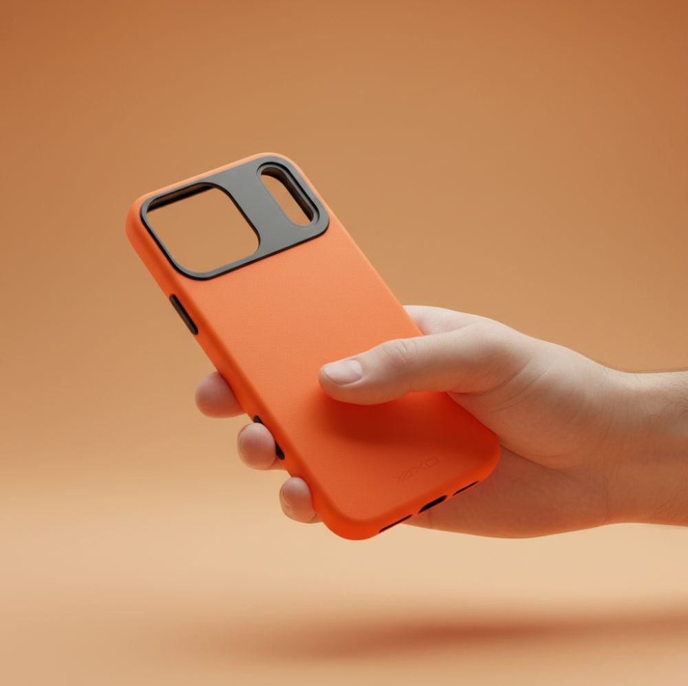 Handyhülle für iPhone 17 Pro Max, YAXO Leather Gear Slim Case MagSafe, Orange