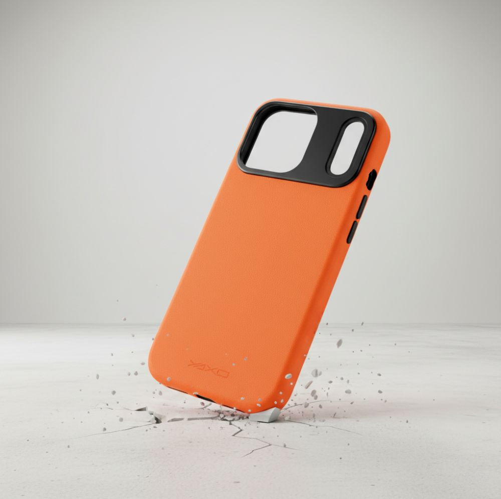 Handyhülle für iPhone 17 Pro Max, YAXO Leather Gear Slim Case MagSafe, Orange