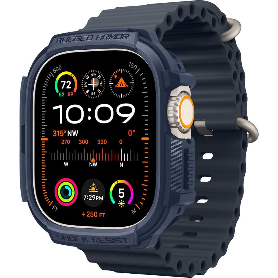 Schutzhülle für Apple Watch Ultra 4/3/2/1 49 mm, Spigen Rugged Armor, Dunkelblau