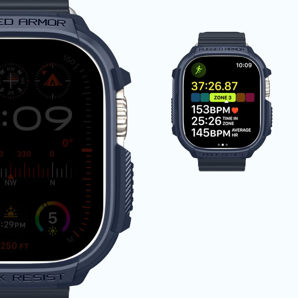 Schutzhülle für Apple Watch Ultra 4/3/2/1 49 mm, Spigen Rugged Armor, Dunkelblau