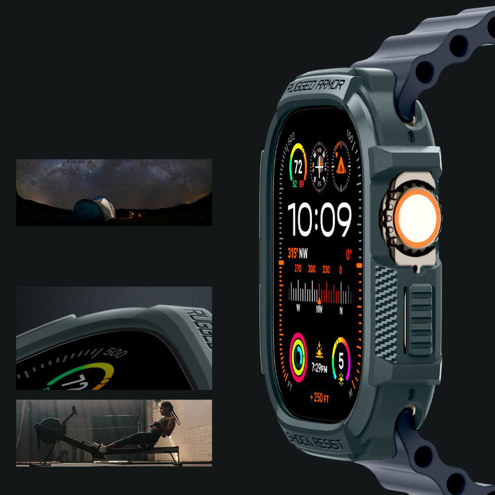 Schutzhülle für Apple Watch Ultra 4/3/2/1 49 mm, Spigen Rugged Armor, Grün