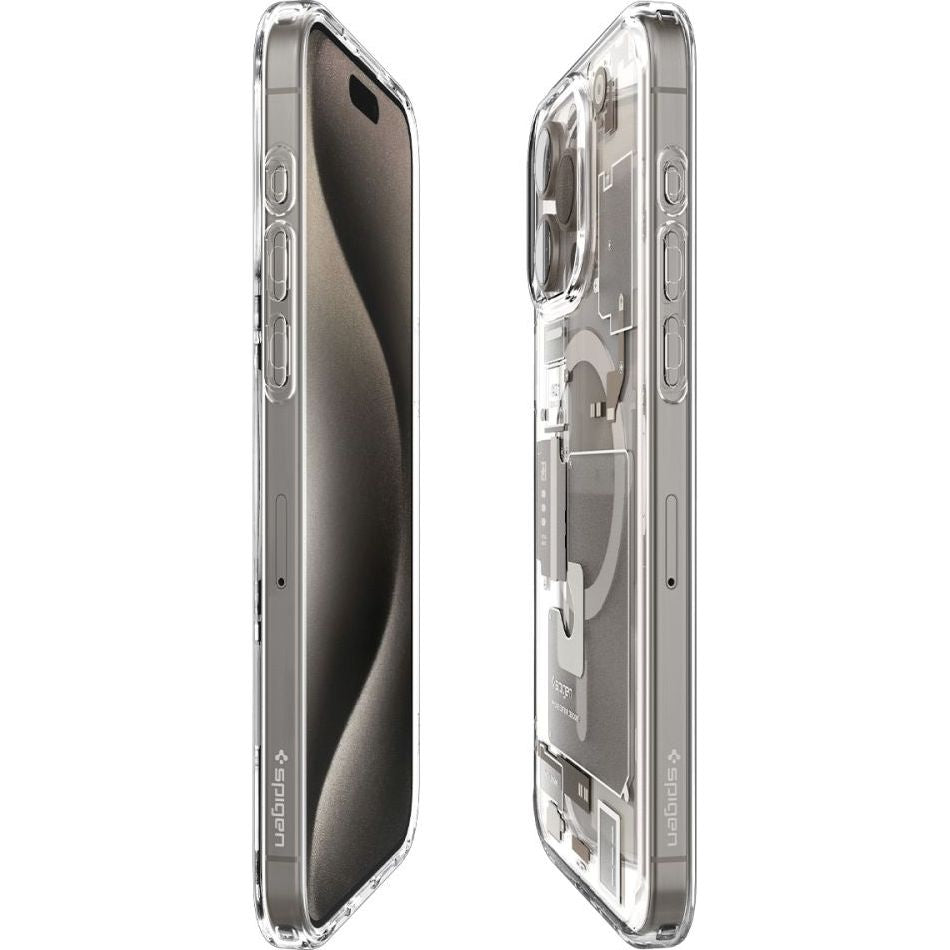 Schutzhülle für Apple iPhone 15 Pro Max, Spigen Ultra Hybrid Mag mit MagSafe, Beige-Transparent (Zero One)