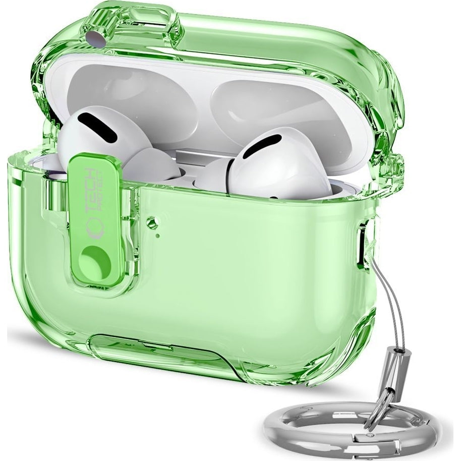 Schutzhülle für Apple AirPods Pro 3, Tech-Protect Bounce Pro, Transparent-Grün